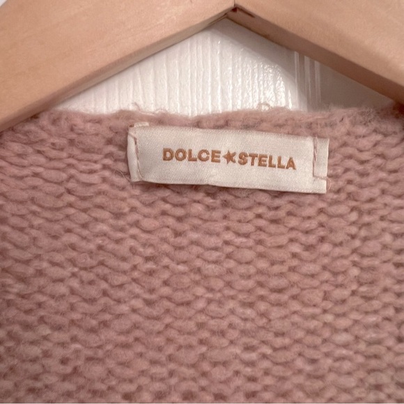 Dolce Stella Wool Blend ‘Karma’ Pink White Women’s Cardigan Sweater Size Medium - Picture 4 of 5